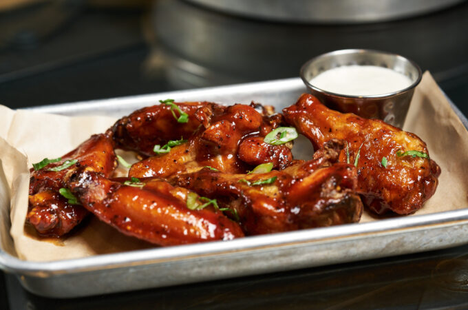 BBQ chicken wings with dipping sauce served during catering at Full Throttle Distillery in Branson