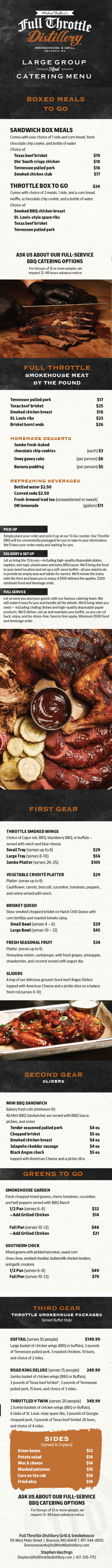 branson catering menu