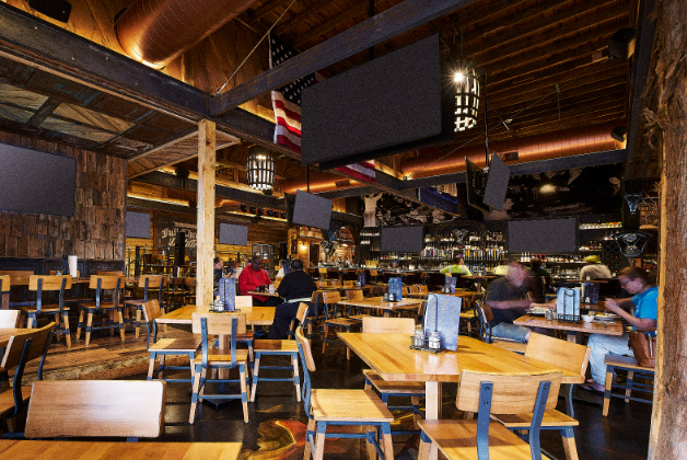 Interior of Full Throttle Distillery restaurant in Branson MO serving Road King Holiday Brisket.